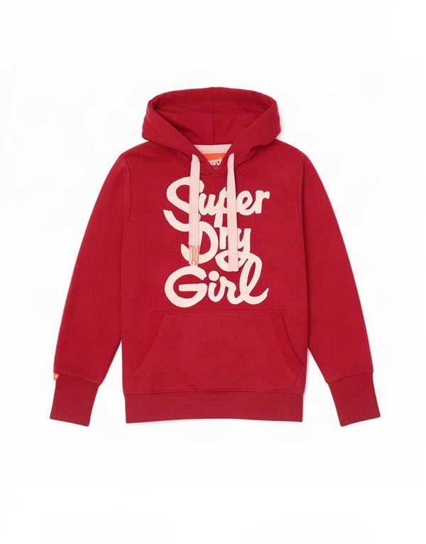 Damski sweter z kapturem Superdry Graphic UK 16, duży, różowy, bawełniany
