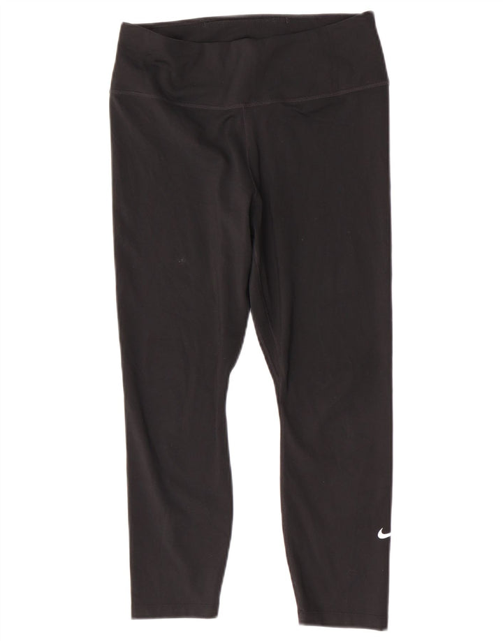 Damskie legginsy Nike Dri Fit Capri UK 12, średni czarny poliester