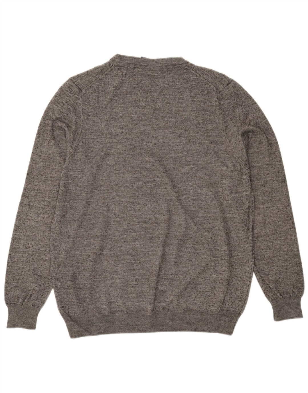 Męski sweter z dekoltem w kształcie litery V, Lyle & Scott, duży, szary, nakrapiany, z wełny merynosów