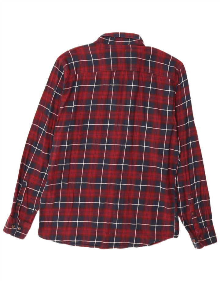 Męska koszula flanelowa JACK & JONES, duża, bordowa, bawełniana w kratę