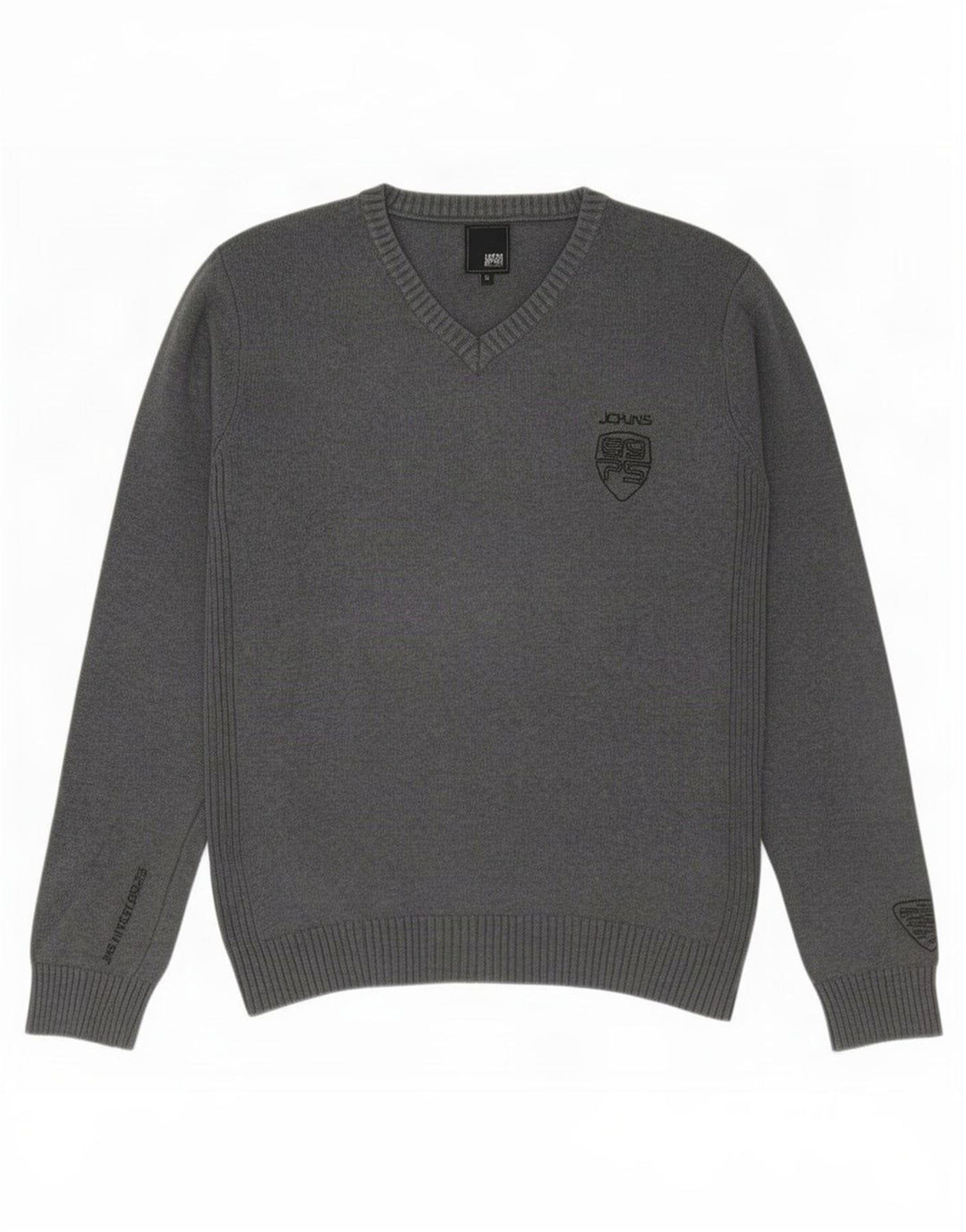 Męski sweter Jack & Jones z dekoltem w kształcie litery V, średnioszary, bawełniany