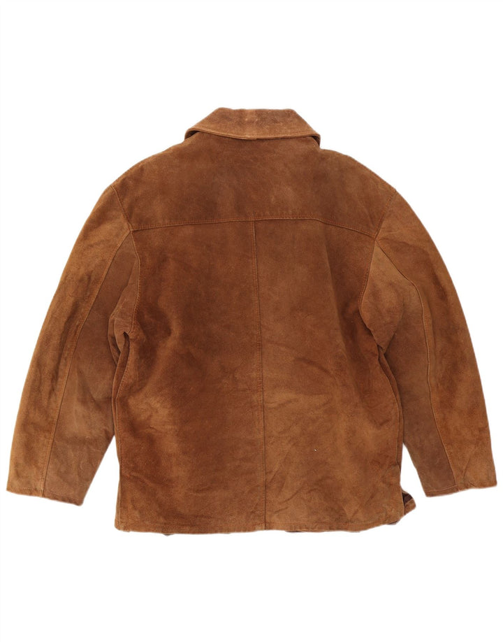 Zamszowa kurtka damska Vintage UK 16, duża brązowa