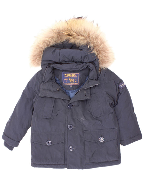 Woolrich Baby Boys Ocieplana kurtka z kapturem 12-18 miesięcy Granatowy poliester