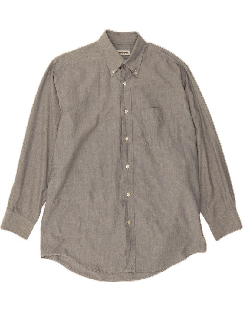 BURLINGTON Mens Shirt Large Grey Cotton Vintage Burlington and Second-Hand Burlington from Messina Hembry 