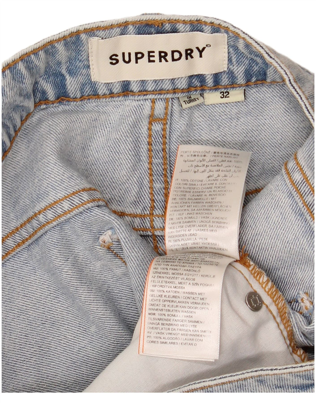 Damskie spodenki jeansowe Superdry W32, duże, niebieskie, bawełniane