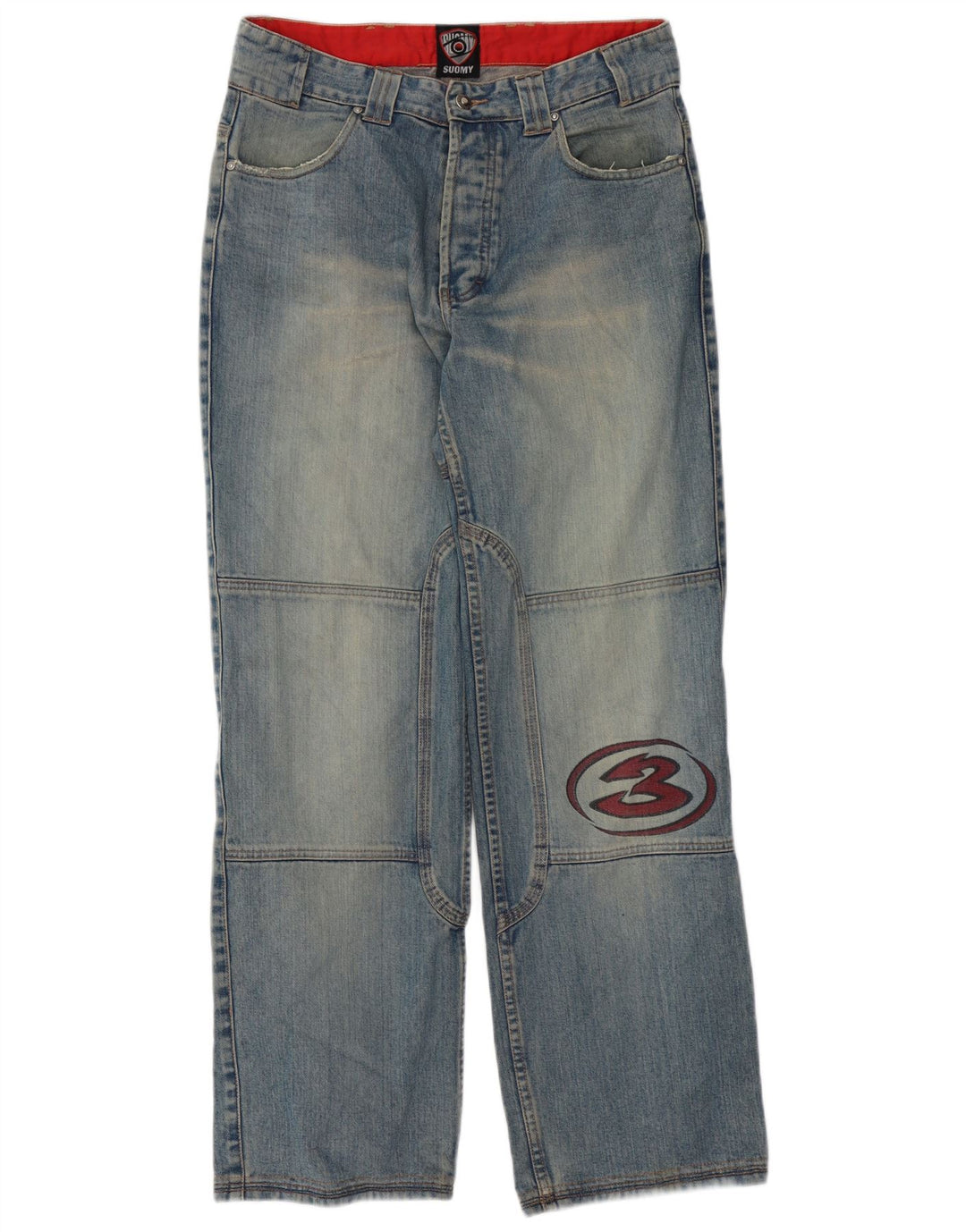 Męskie dżinsy Suomy Motorstyle Graphic Straight Medium W32 L32 Niebieskie bawełniane