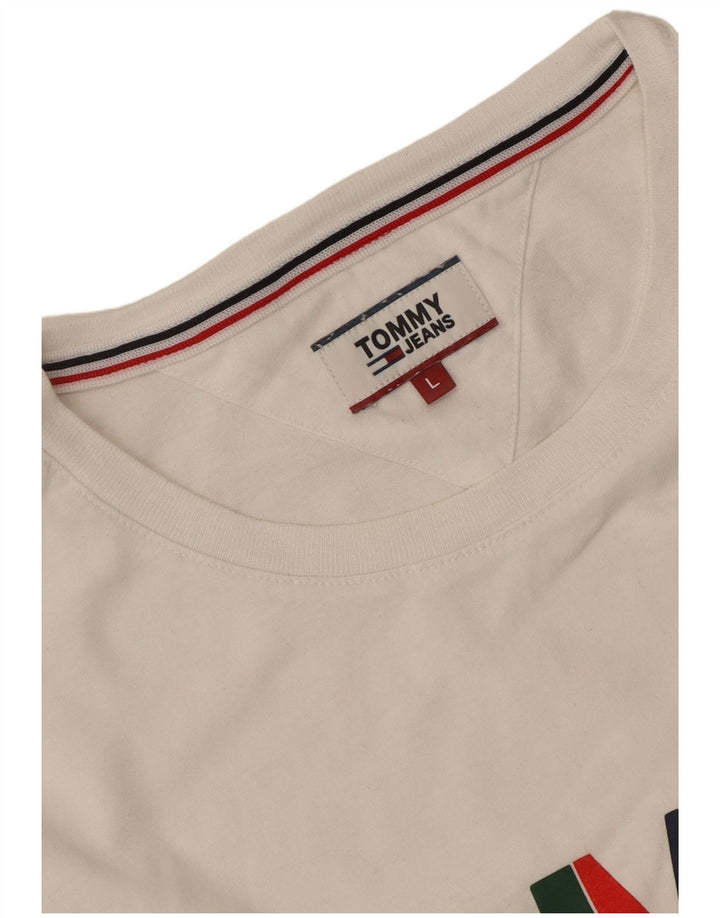 Męski T-shirt z grafiką Tommy Hilfiger, duży, biały