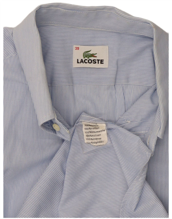 Koszula męska z krótkim rękawem Lacoste, rozmiar 39, bawełniana w średnie niebieskie prążki
