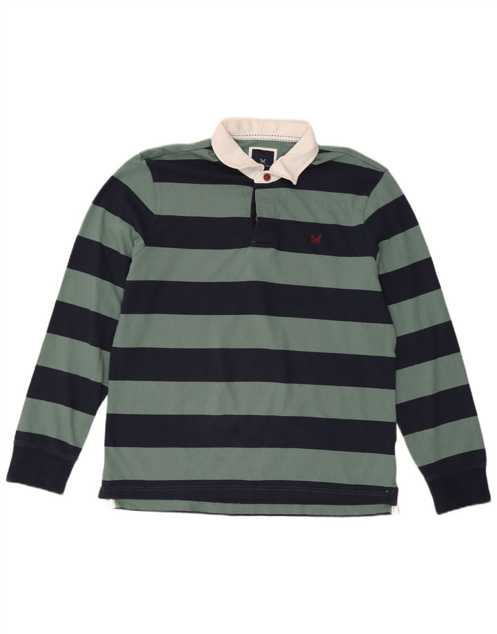 CREW CLOTHING Męska koszulka polo do rugby z długim rękawem, w duże granatowe paski