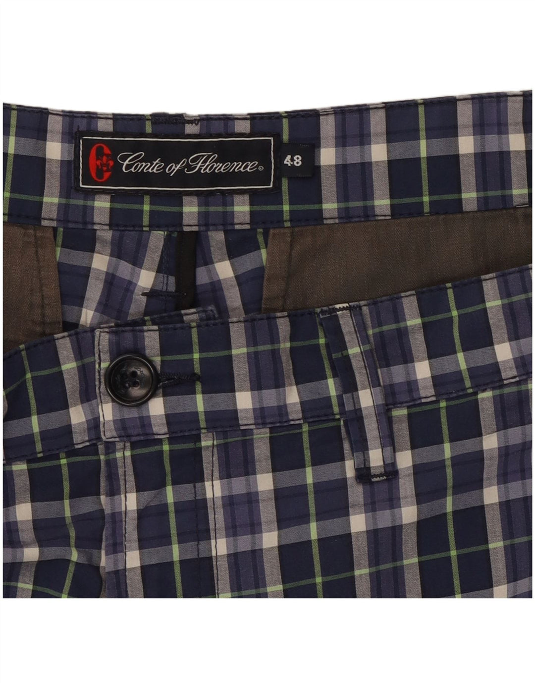 Męskie spodenki chino Conte of Florence IT 48 Medium W32 granatowa kratka