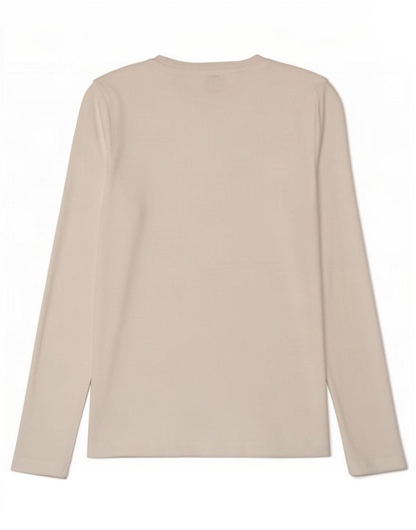 Marks & Spencer Womens Top Long Sleeve UK 10 Small White Cotton