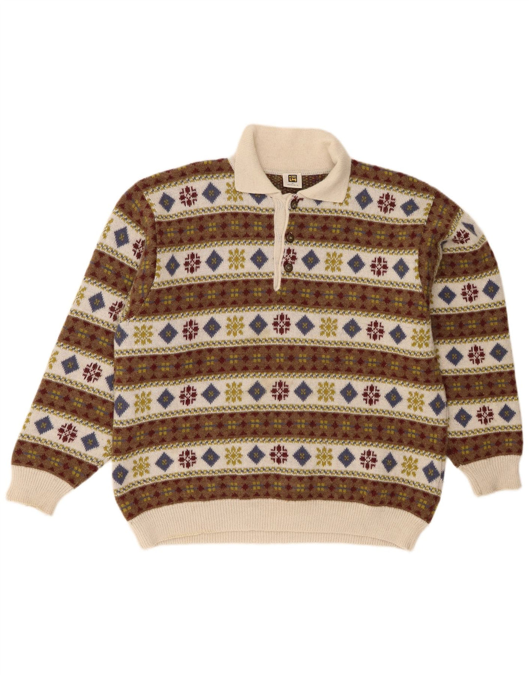 Vintage męski sweter polo IT 50 średni wielobarwny retro