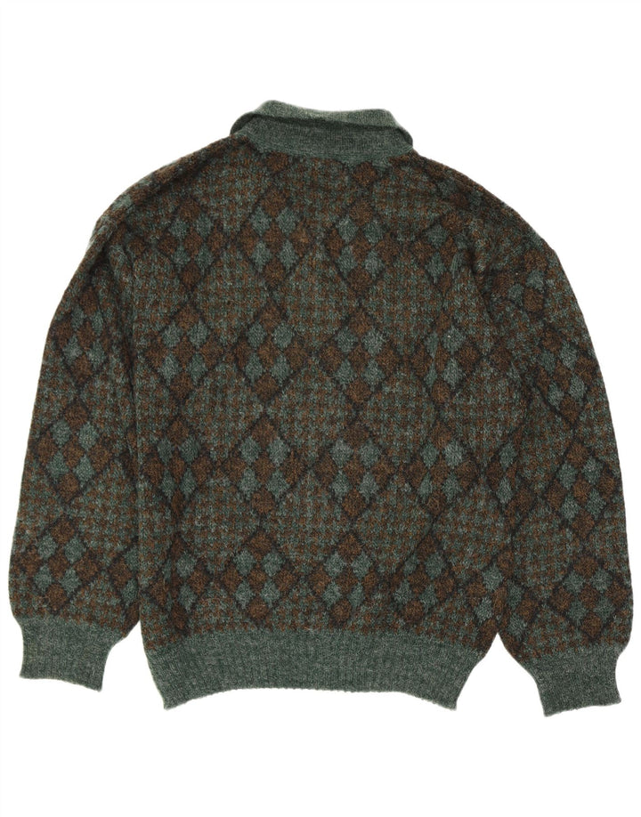 Suspense Męski sweter polo IT 50 Średni zielony Argyle/Diament