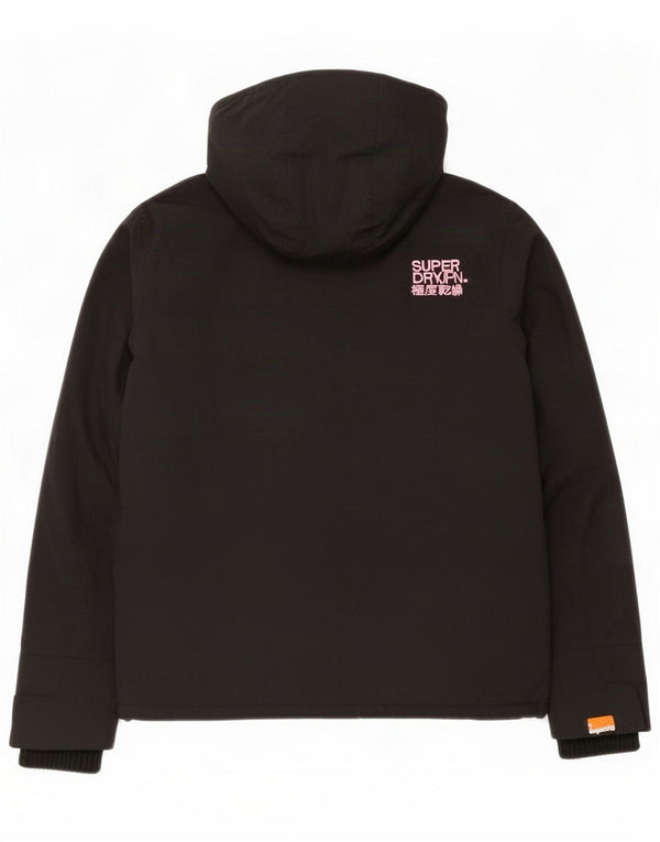 Damska kurtka wiatrówka z kapturem Superdry The Windcheater UK 16, duża czarna