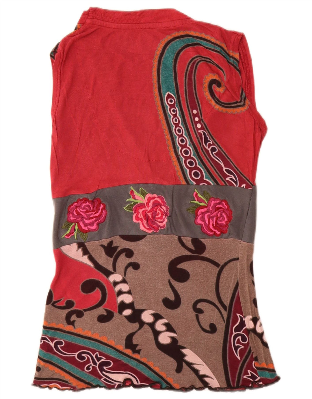 Damska bluzka bez rękawów DESIGUAL Top UK 8, mała, wielobarwna w kwiaty