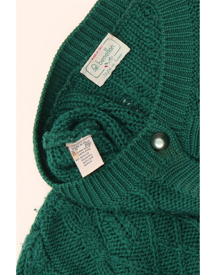 Sweter damski Benetton UK 16, duży, zielony, wełniany