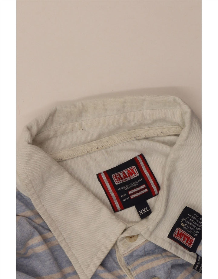 Męska koszulka polo Slam z długim rękawem, 2XL, bawełniana w niebieskie paski