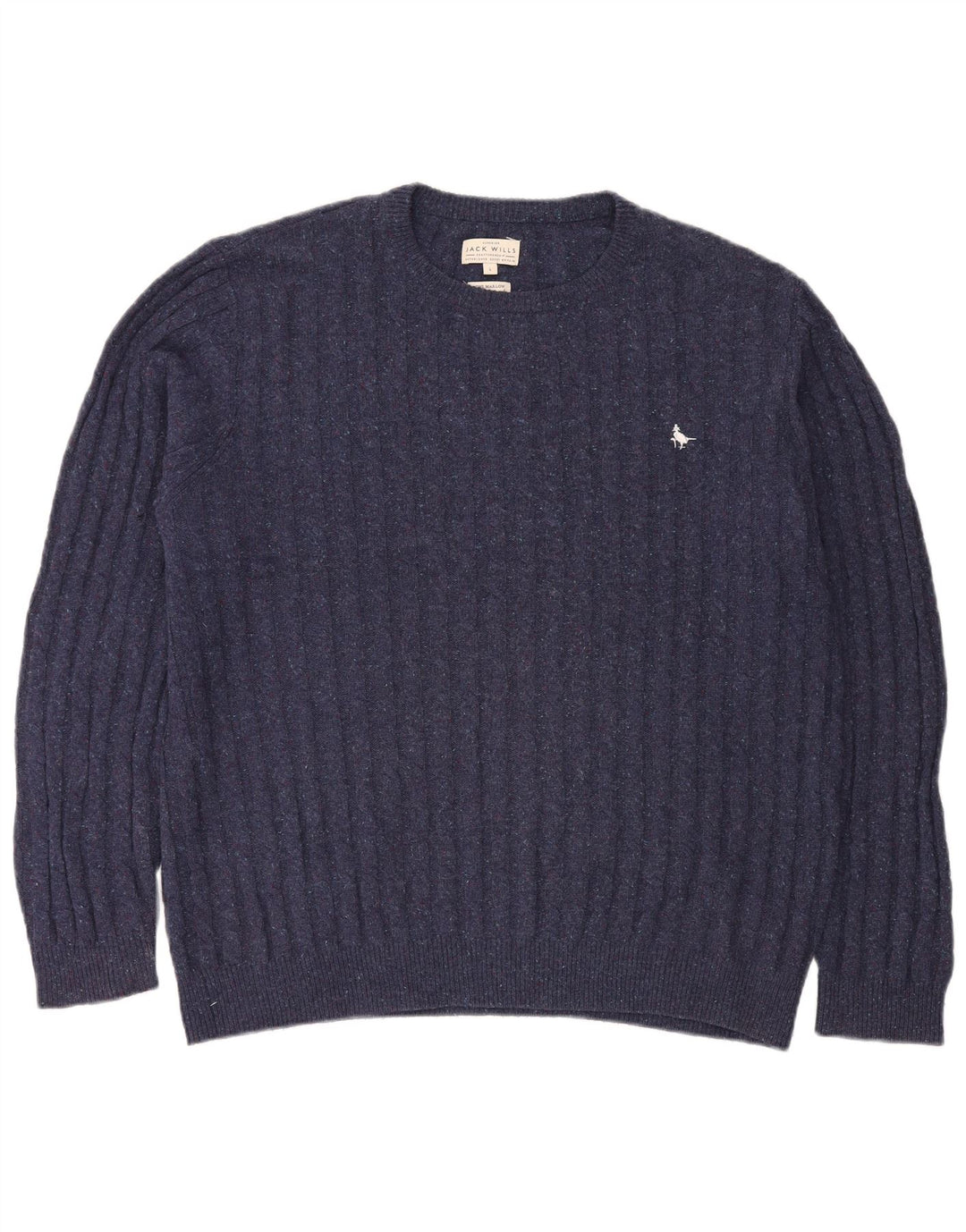 JACK WILLS Męski sweter z okrągłym dekoltem, duży, granatowy, nakrapiany