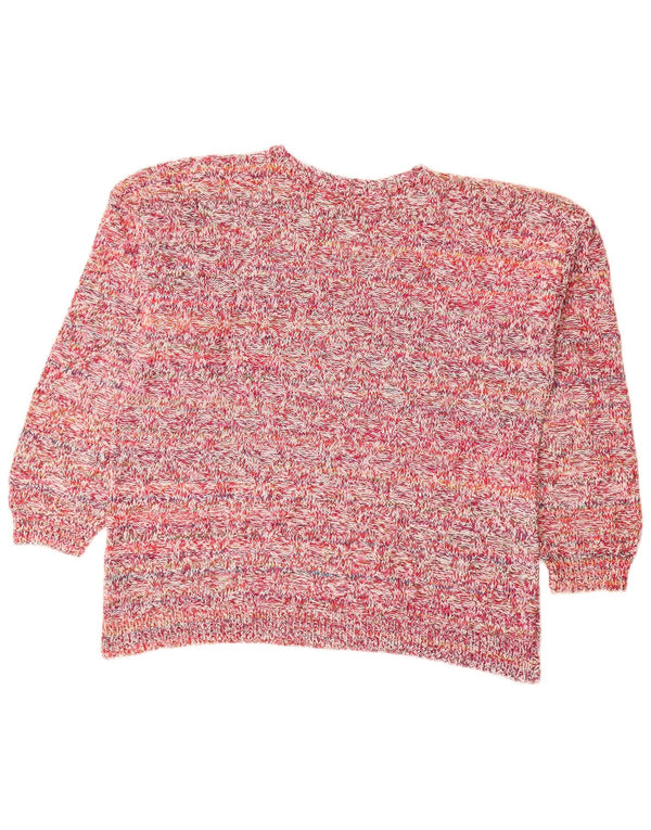 Sweter damski VINTAGE z dekoltem w łódkę UK 18 XL, różowy, nakrapiany