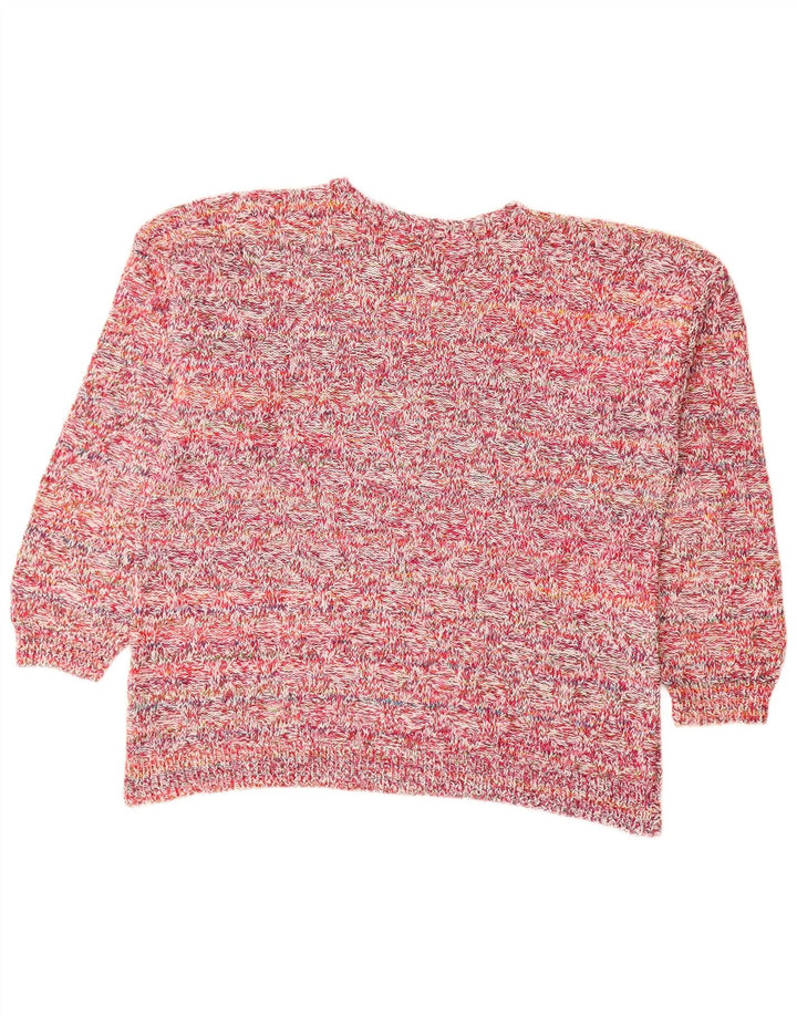 Sweter damski VINTAGE z dekoltem w łódkę UK 18 XL, różowy, nakrapiany