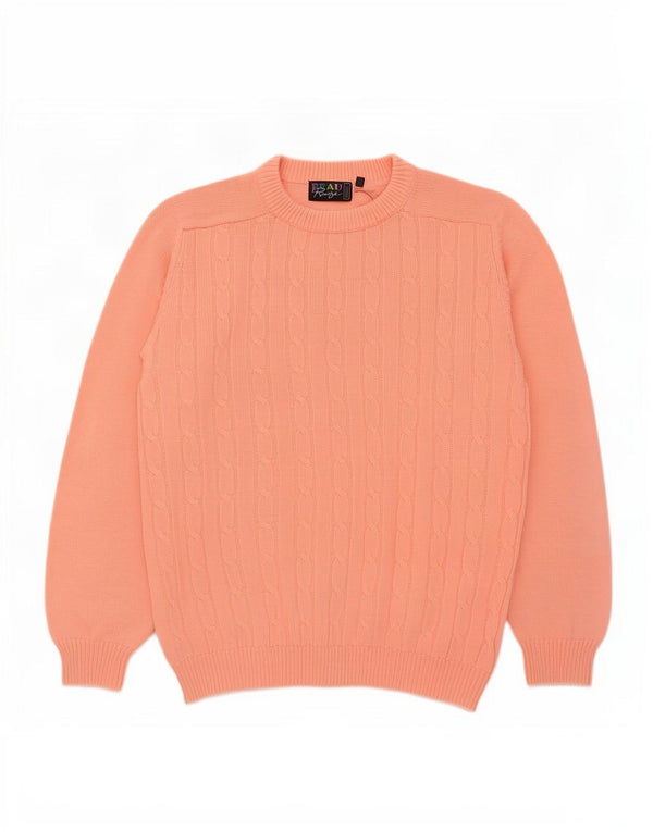 Vintage damski sweter oversize z okrągłym dekoltem UK 16, duży pomarańczowy