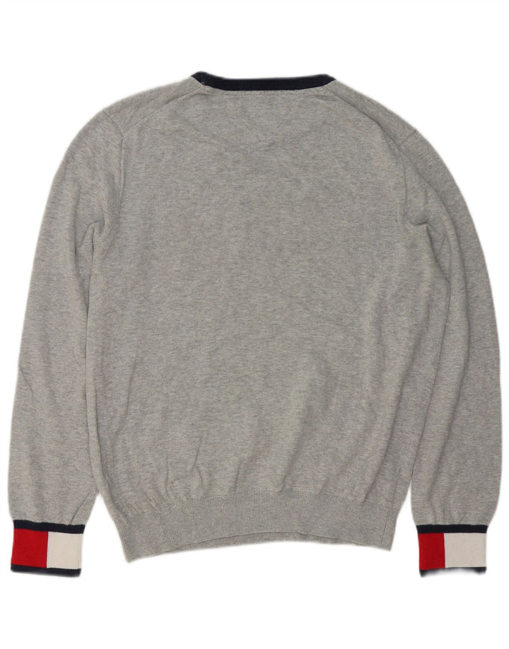 Męski sweter z okrągłym dekoltem TOMMY HILFIGER w kolorze średnioszarym