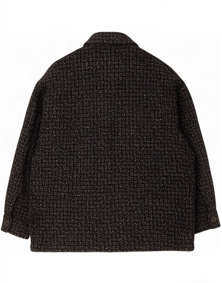 Damska kurtka oversize Zara UK 14, średnia, czarna, bawełniana w kratkę
