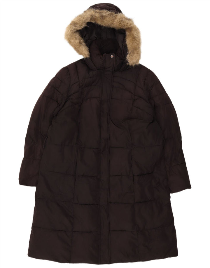Marks & Spencer Damski ocieplany płaszcz z kapturem UK 18 XL, czarny poliester