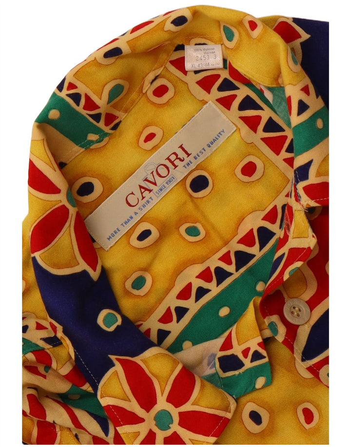 Koszula męska z krótkim rękawem Cavori, rozmiar 43/44 XL, wielobarwny patchwork