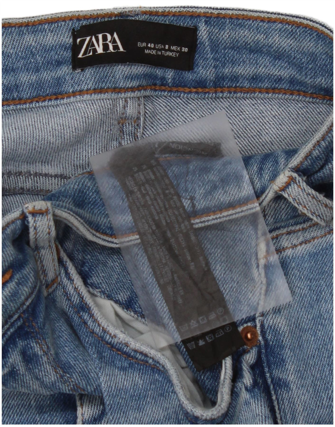 Damskie dżinsy rurki ZARA Crop Distressed EU 40 Medium W30 L26 Niebieskie, bawełniane