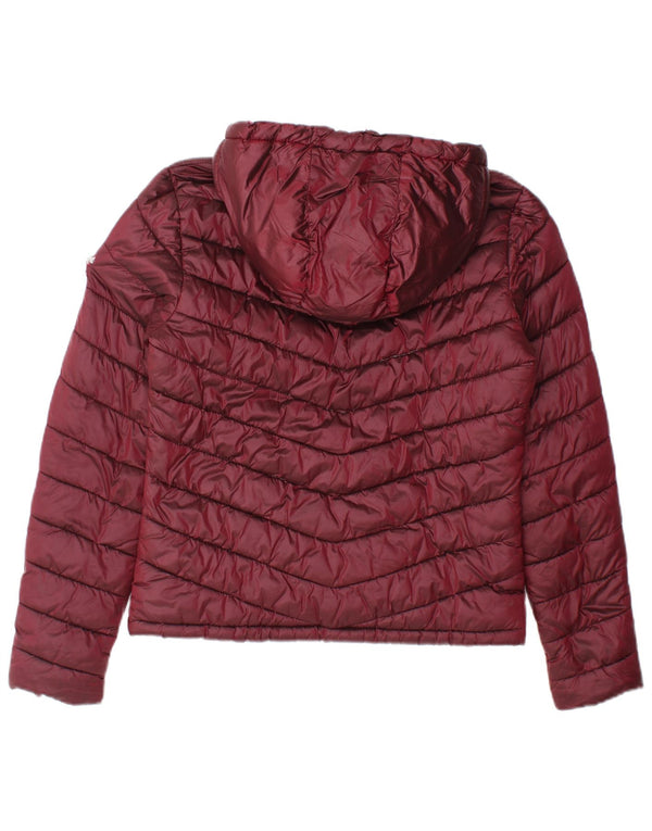 Damska wyściełana kurtka z kapturem Superdry UK 14, średni bordowy nylon