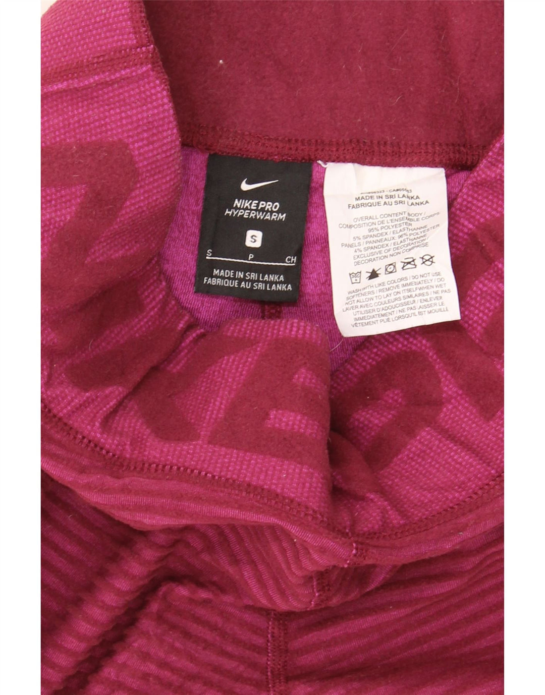 NIKE Womens Graphic Leggings UK 8 Small  Burgundy Pinstripe Polyester Vintage Nike and Second-Hand Nike from Messina Hembry 