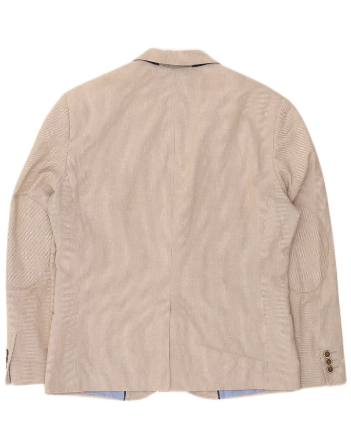 Marks & Spencer Męska marynarka zapinana na 2 guziki EU 50, duża, beżowa, w prążki