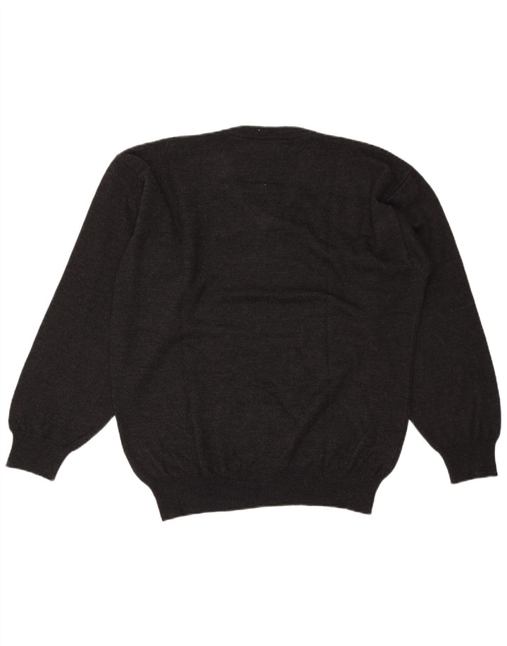 Vintage męski sweter z dekoltem w kształcie litery V XL szary Argyle/diamentowa wełna