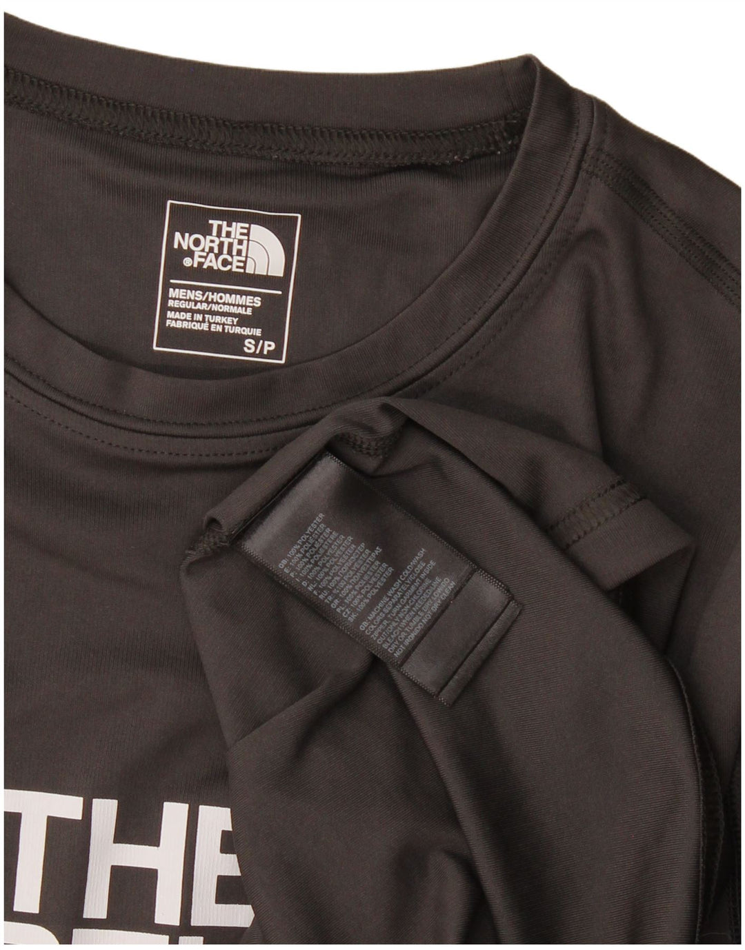 Męski T-shirt z grafiką The North Face, mały, czarny, poliestrowy
