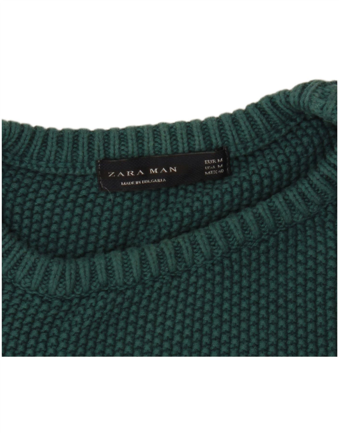 Męski sweter z okrągłym dekoltem Zara, średni zielony