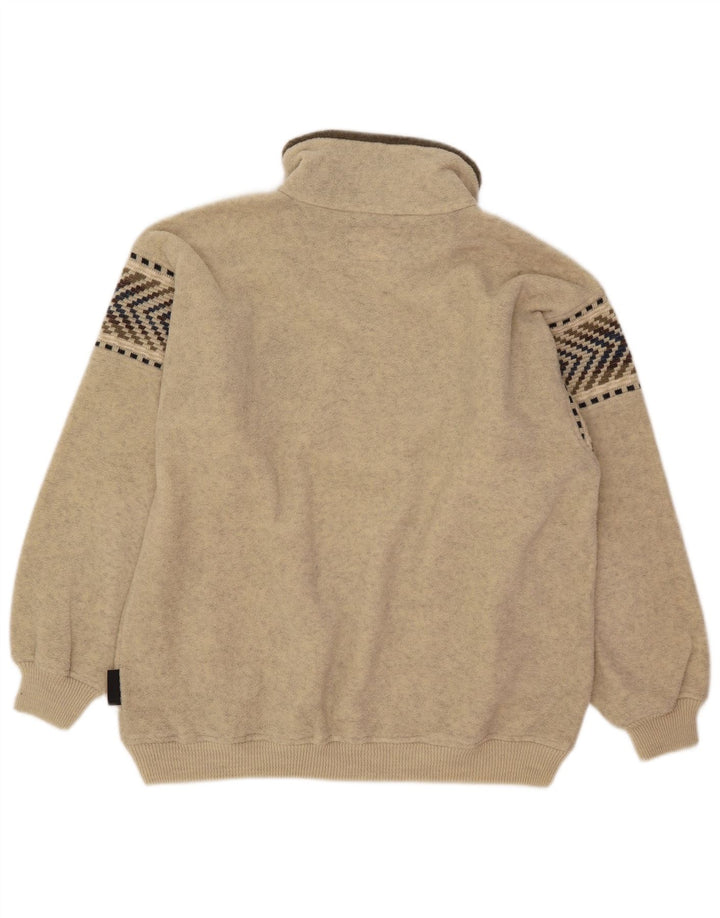 Męski sweter polarowy Silvy z zamkiem błyskawicznym 2XL, beżowa, geometryczna wełna