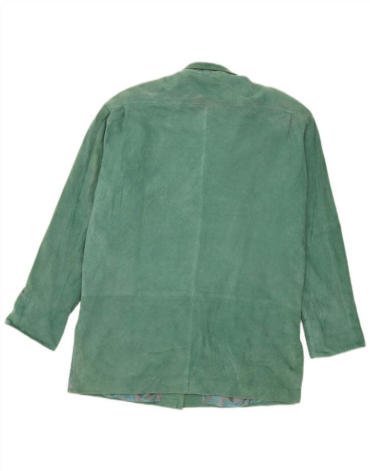 Vintage damski zamszowy płaszcz UK 18 XL, zielona skóra