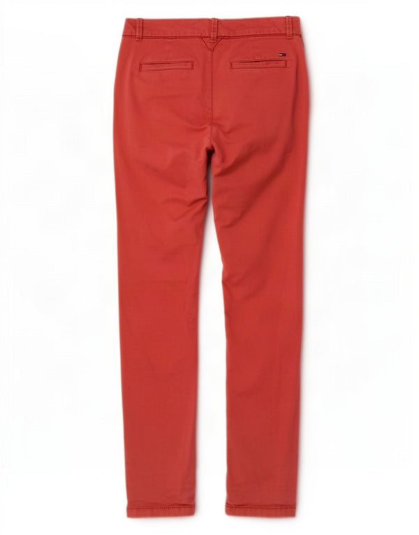 Damskie spodnie Chino Tommy Hilfiger Slim Fit W26 L32 Czerwona bawełna