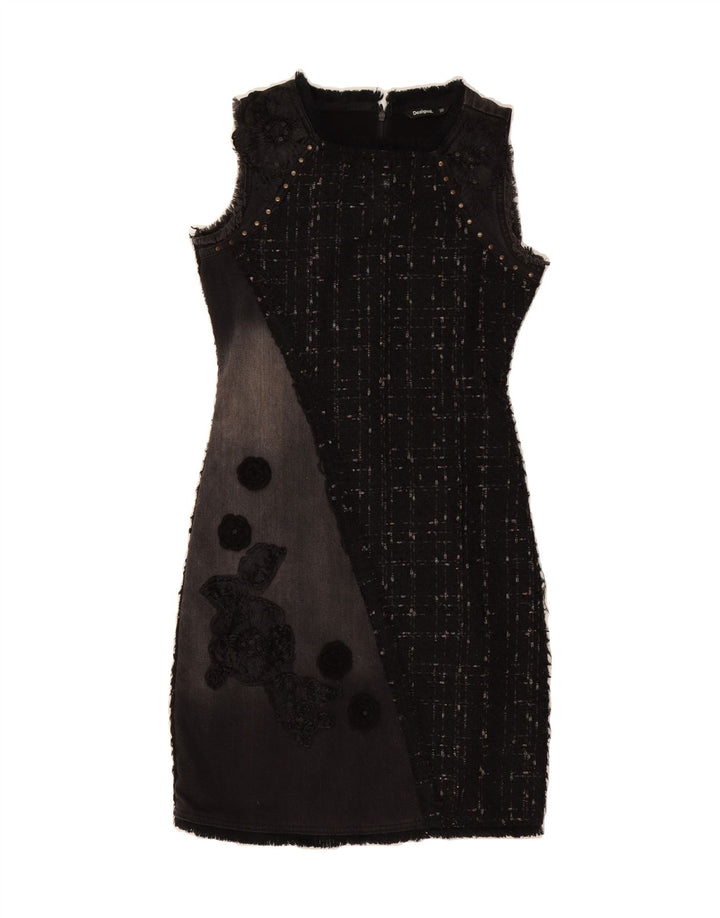 DESIGUAL Womens Sleeveless Sheath Dress EU 36 Small Black Floral Polyester Vintage Desigual and Second-Hand Desigual from Messina Hembry 