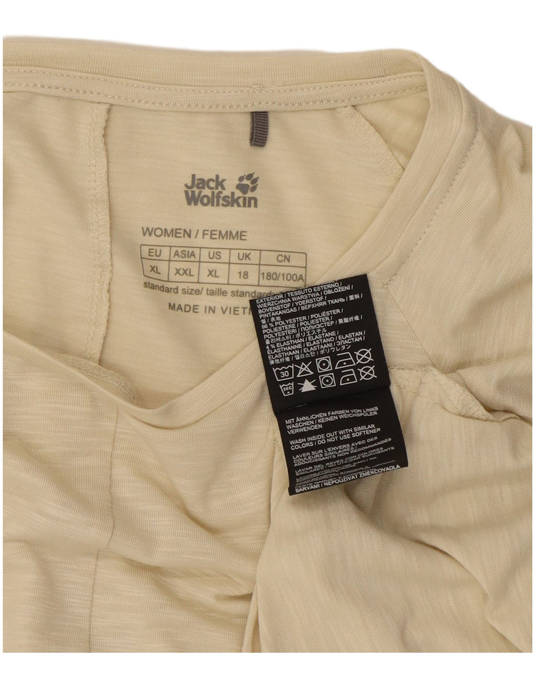 Damski top Jack Wolfskin z długim rękawem, UK 18 XL, beżowy, nakrapiany poliester