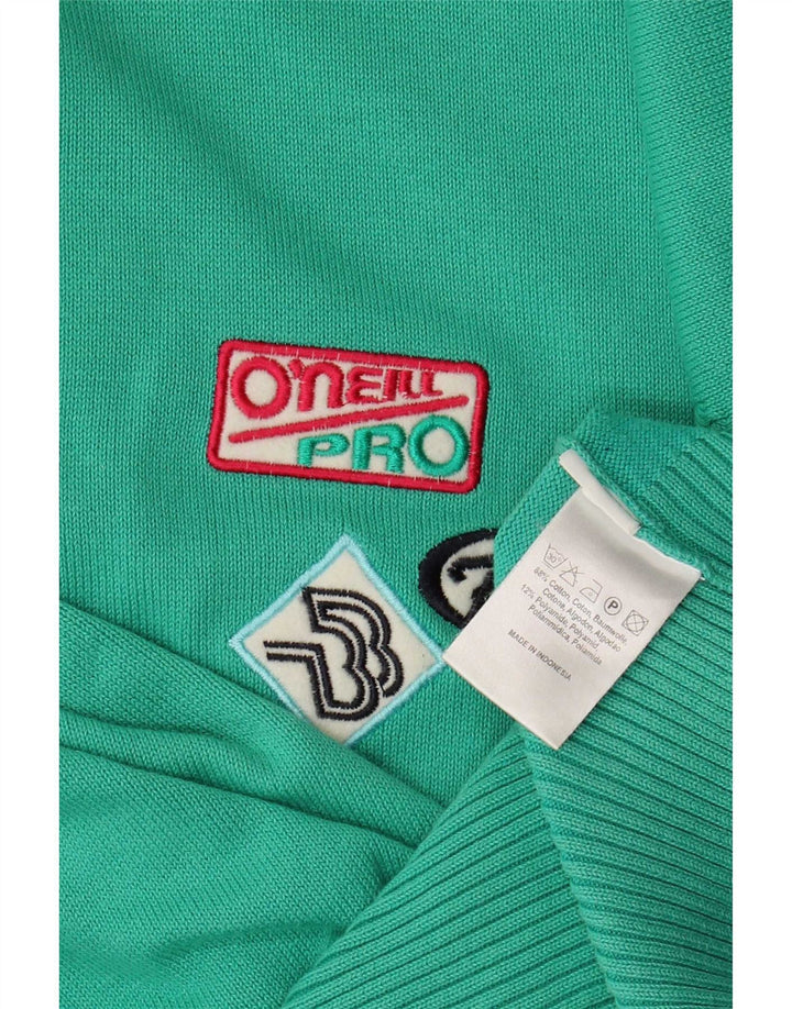 Sweter damski O'Neill z wywijanym dekoltem UK 8 Small, zielony, bawełniany