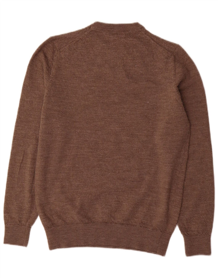 Sweter damski Massimo Dutti z okrągłym dekoltem UK 14, duży, brązowy, wełniany