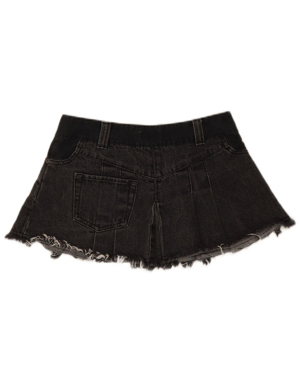 Topshop Damska mini spódniczka dżinsowa z niskim stanem UK 8 Small W28 Czarna bawełna