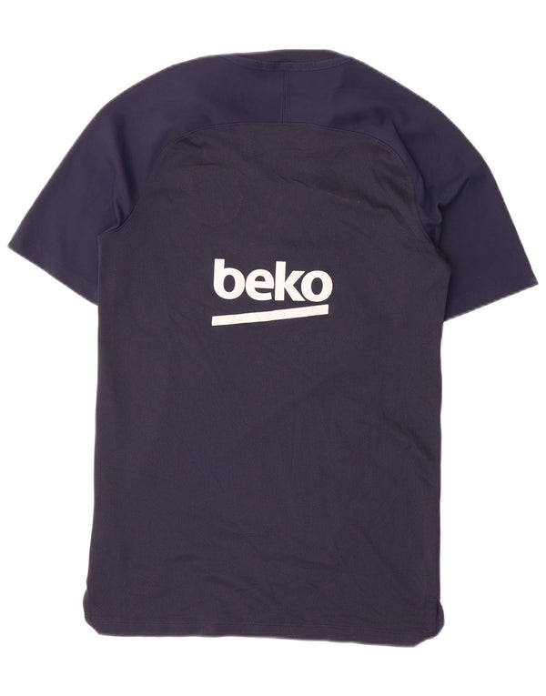 Męski T-shirt z grafiką Nike FCB, mały, granatowy, poliester z blokami kolorów