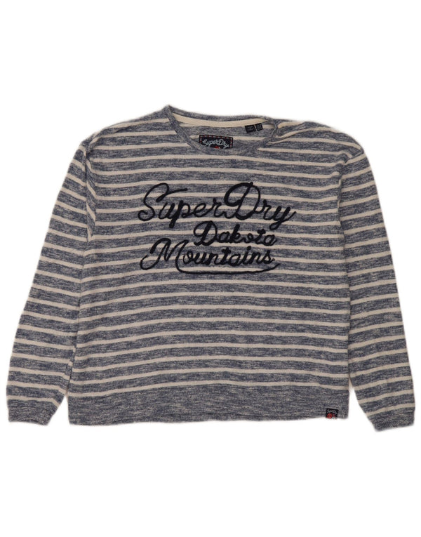 Damski sweter Superdry z graficznym dekoltem w łódkę, UK 12, średni granatowy