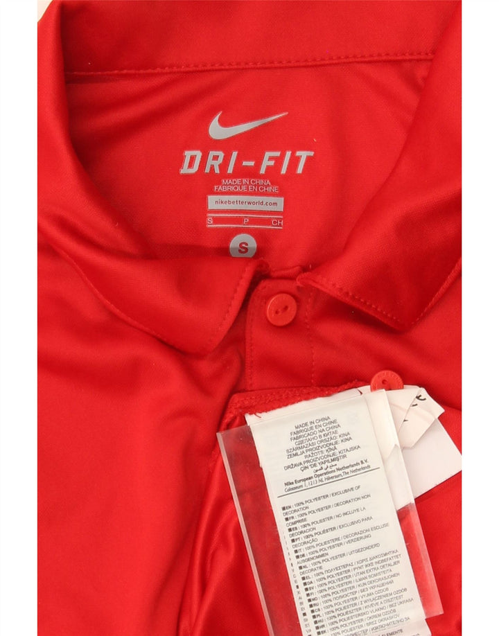 Męska koszulka polo Nike Dri Fit, mała, czerwona, poliestrowa