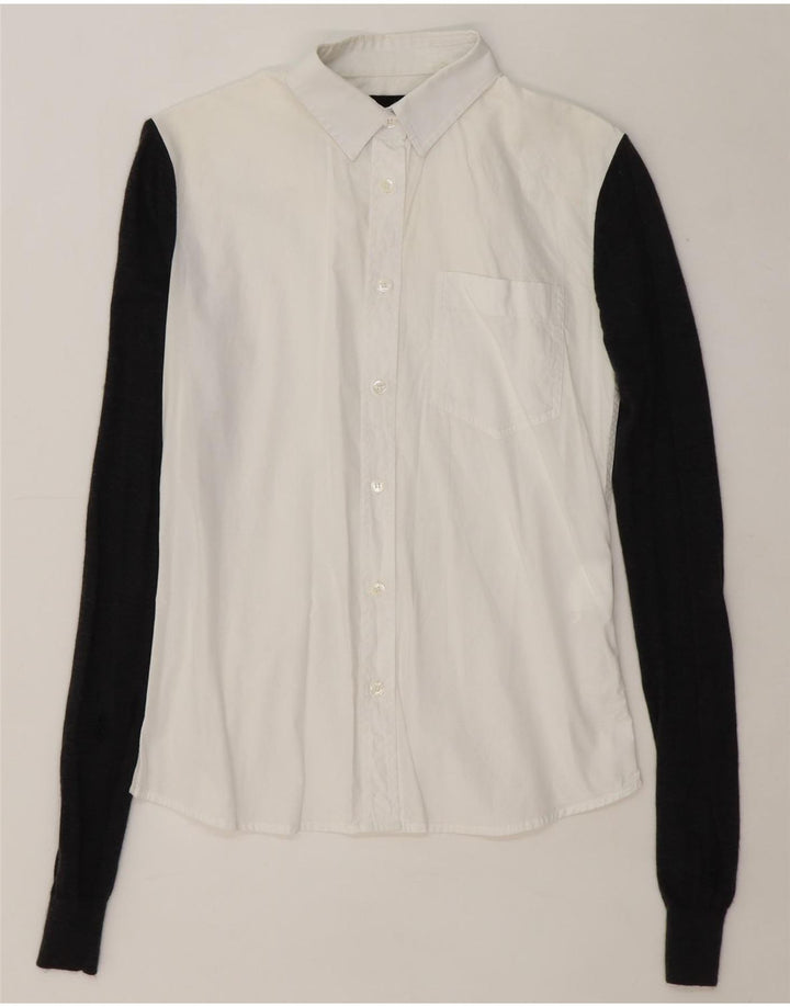 DOLCE & GABBANA Womens Shirt IT 42 Medium White Colourblock Wool Vintage Dolce & Gabbana and Second-Hand Dolce & Gabbana from Messina Hembry 