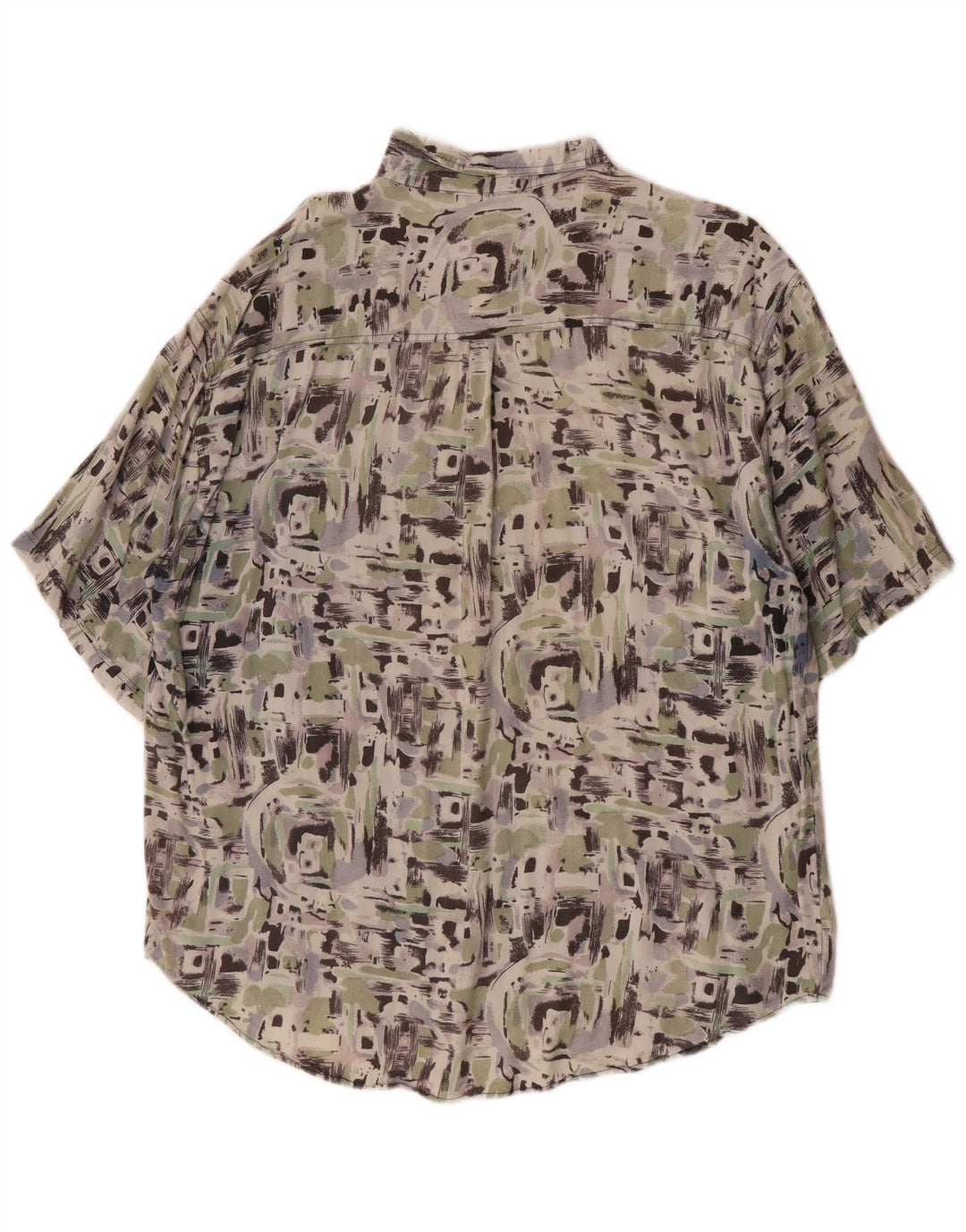 Męska koszula z krótkim rękawem w stylu vintage, abstrakcyjny wzór XL, wielobarwny sztuczny jedwab