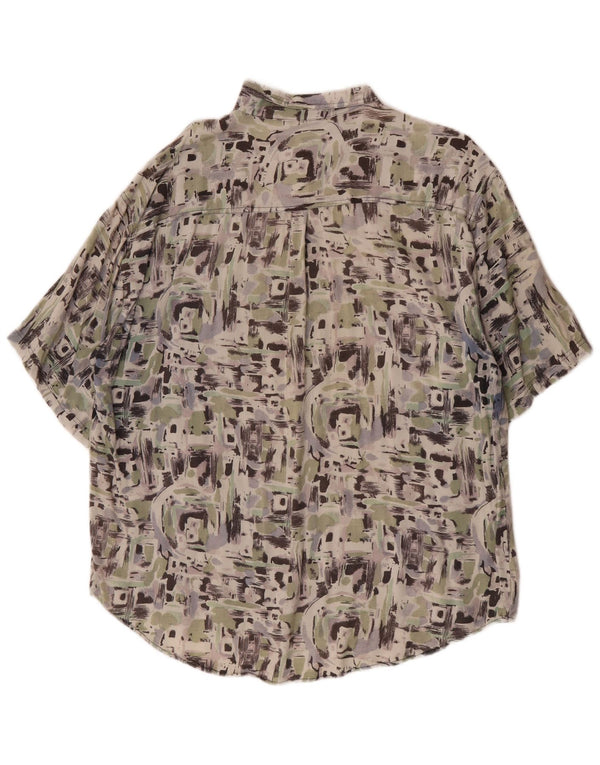 Męska koszula z krótkim rękawem w stylu vintage, abstrakcyjny wzór XL, wielobarwny sztuczny jedwab